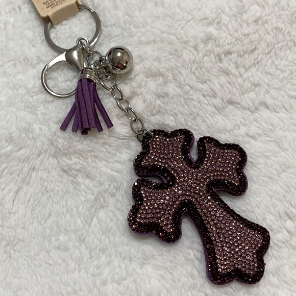 Rhinestone crystal cross keychain NEW purple - Picture 3 of 15